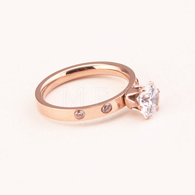 201 Stainless Steel Rhinestone Finger Rings for Women FS-WGA8964-03-1