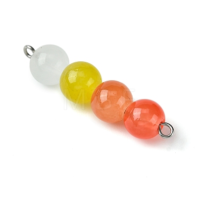 Gradient Color Round Glass Beaded Connector Charms PALLOY-JF02805-1