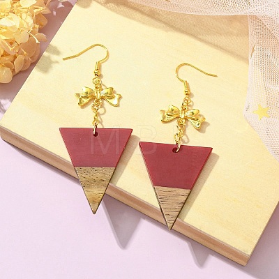 Resin & Walnut Wood Dangle Earrings EJEW-JE05507-1