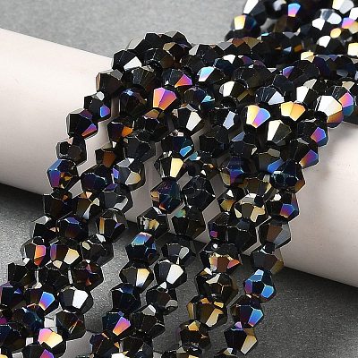 Transparent Electroplate Glass Beads Strands GLAA-F029-4mm-A02-1