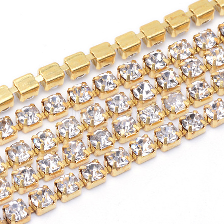 Brass Rhinestone Strass Chains CHC-T003-SS8-01C-1