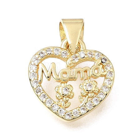 Mother's Day Brass Micro Pave Clear Cubic Zirconia Pendants KK-E802-20G-1