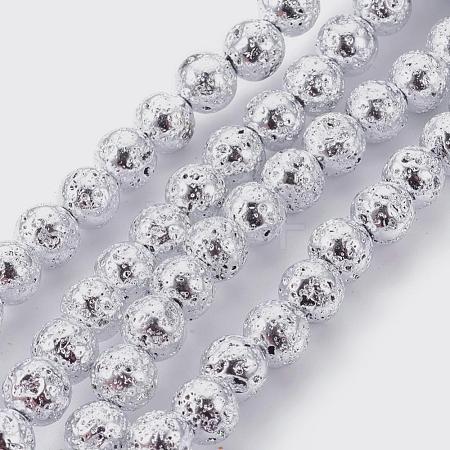 Electroplated Natural Lava Rock Bead Strands X-G-E511-01G-8mm-1