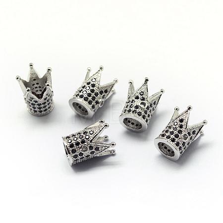 Rack Plating Brass Cubic Zirconia Beads ZIRC-S034-01P-1