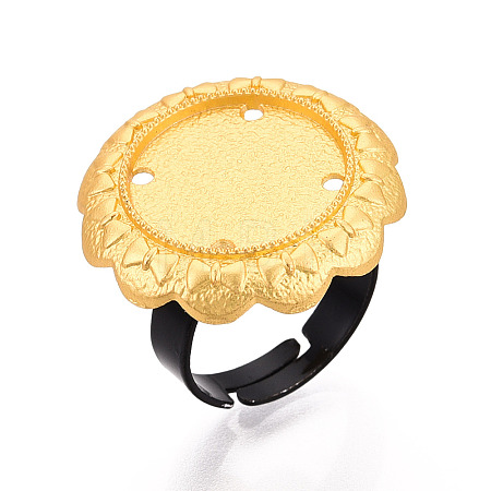 Adjustable Flower Alloy & Iron Bezel Cup Ring Base with Rotatable Tray MAK-T012-07G-1