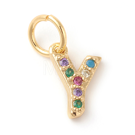 Brass Micro Pave Colorful Cubic Zirconia Charms ZIRC-F092-01-Y-1