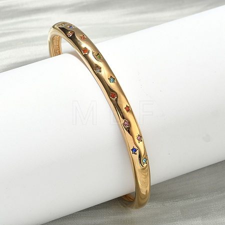 304 Stainless Steel Rhinestone Cuff Bangles for Women BJEW-D456-03G-02-1