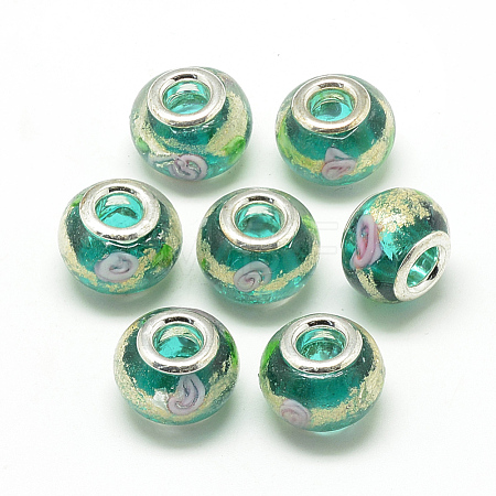 Handmade Gold Sand Lampwork European Beads LAMP-T004-36A-1