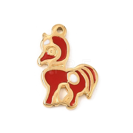 304 Stainless Steel with Red Enamel Pendants SA-CBAFCDF-04G-1