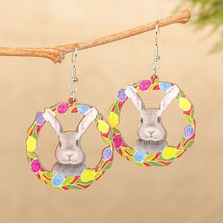 Easter Wood Dangle Earrings FS-WGC15A4-04-1