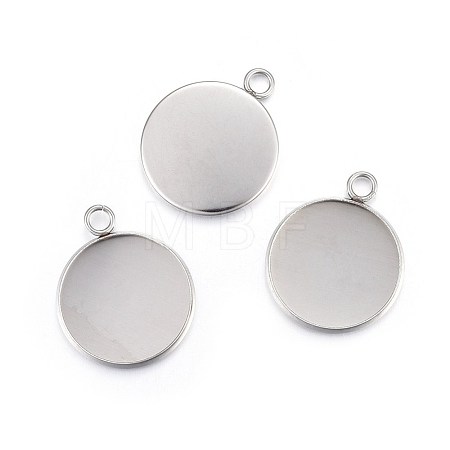 Non-Tarnish 304 Stainless Steel Pendant Cabochon Settings X-STAS-F191-14P-G-1