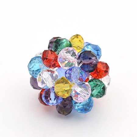 Transparent Glass Crystal Beaded Round Beads GLAA-A034-8mm-A14-1