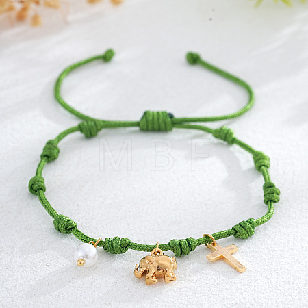 Brass & Imitation Pearl Charm Bracelets DP7998-2-1
