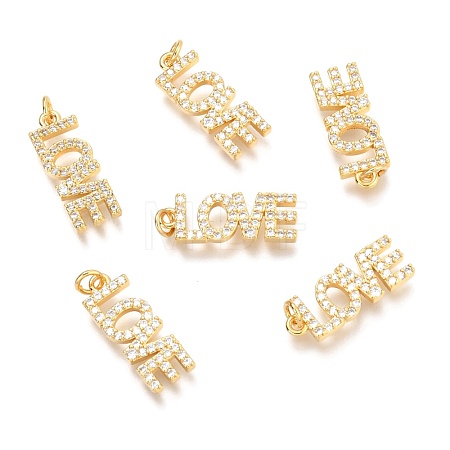 Brass Micro Pave Clear Cubic Zirconia Pendants ZIRC-O036-50G-1