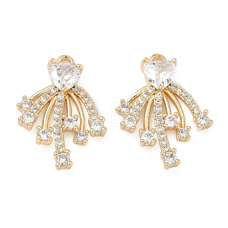 Brass Micro Pave Clear Cubic Zirconia Pendants KK-B172-05G-1