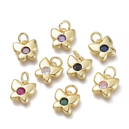 Brass Micro Pave Cubic Zirconia Pendants KK-P188-B-1