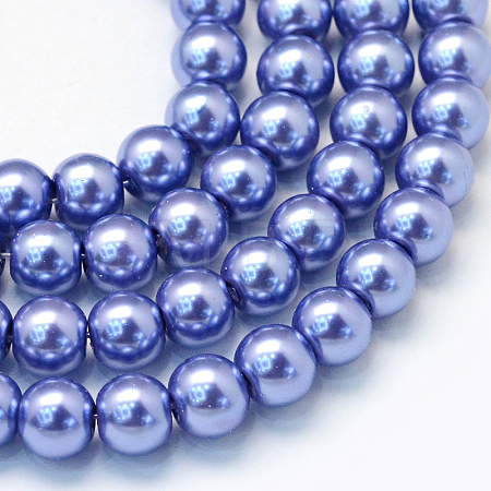 Baking Paint Pearlized Glass Pearl Round Bead Strands X-HY-Q330-8mm-09-1