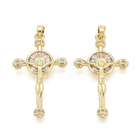 Religion Brass Micro Pave Cubic Zirconia Pendants KK-T073-47G-1