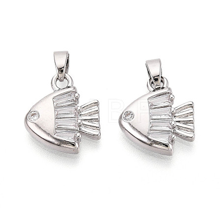 Brass Micro Pave Clear Cubic Zirconia Charms KK-N259-14P-1
