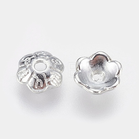 6-Petal Tibetan Style Alloy Flower Bead Caps TIBE-S220-P-RS-1