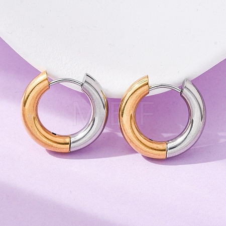 Two Tone 304 Stainless Steel Hinged Hoop Earrings for Women EJEW-A073-01B-1