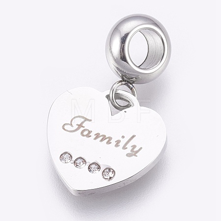 304 Stainless Steel European Dangle Charms STAS-O097-09P-1