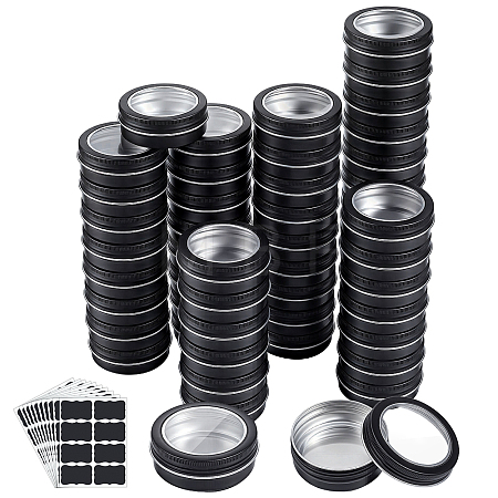 50Pcs Round Aluminum Packing Boxes with Visible Window Lid CON-WA0001-30-1