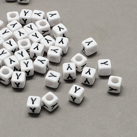 Large Hole Acrylic Letter European Beads SACR-Q103-7mm-01Y-1