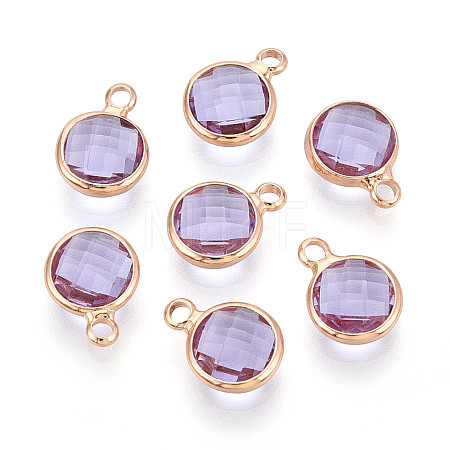 Golden Tone Brass Glass Charms GLAA-ZX008-24I-G-1
