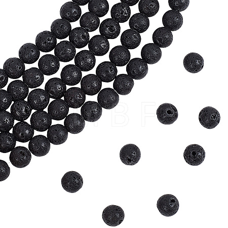 5 Strands Natural Lava Rock Round Beads Strands G-LT0001-02C-02-1