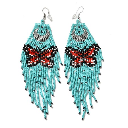 Bohemia Woven Glass Seed Bead Dangle Earrings EJEW-A046-02A-1