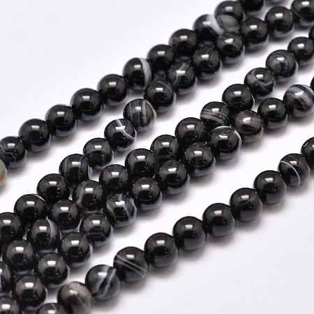 Natural Black Agate Bead Strands G-G962-14mm-12-A-1