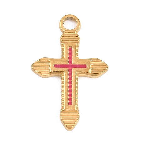 Easter 304 Stainless Steel Red Enamel Pendants STAS-E524-05G-1
