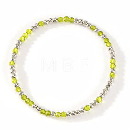 Glass & 304 Stainless Steel Beaded Stretch Bracelets for Women AN7513-5-1
