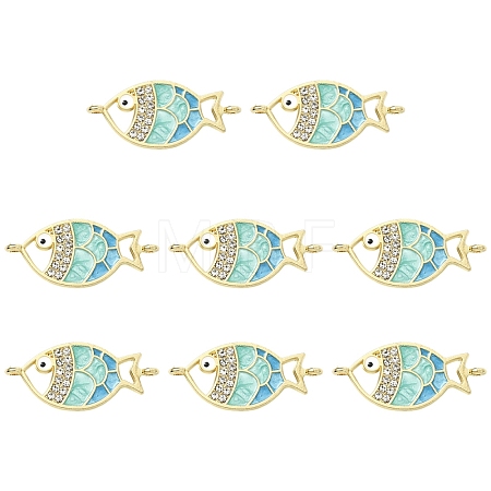 10Pcs Alloy Enamel Fish Links Connectors ENAM-YW0005-86C-1