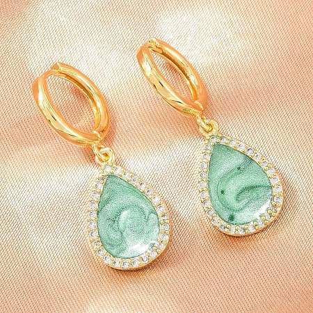 Brass Micro Pave Cubic Zirconia Hoop Dangle Earrings KK-CBA8324-11G-04-1