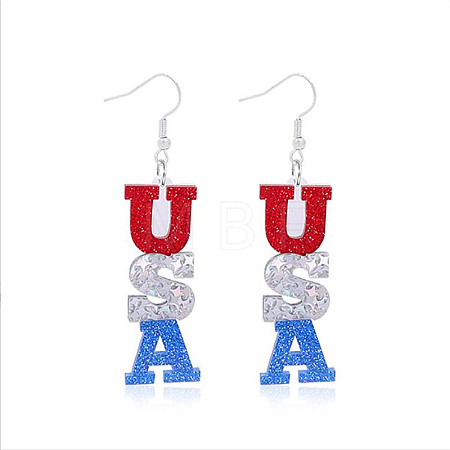 Independence Day Alloy Acrylic Dangle Earrings FS-WG49294-03-1