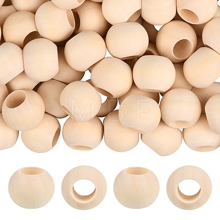 Natural Unfinished Wood Beads WOOD-PA0001-16B-1
