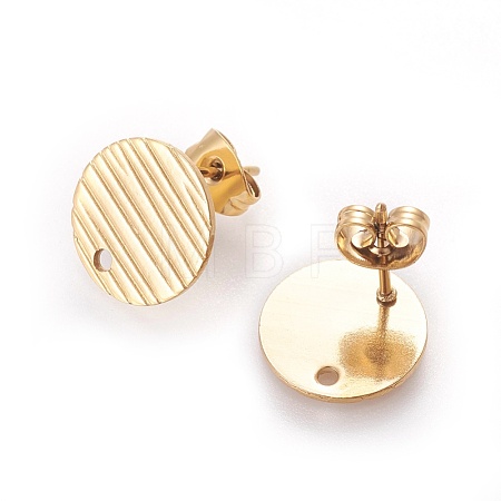 Ion Plating(IP) 304 Stainless Steel Ear Stud Findings STAS-O119-17C-G-1