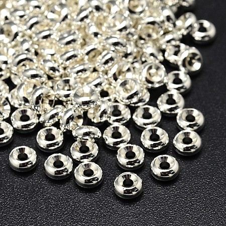 Rack Plating Brass Flat Round Spacer Beads KK-M085-11S-NR-1