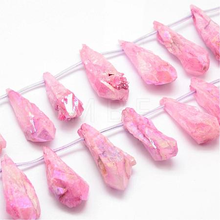 Electroplated Natural Quartz Crystal Beads Strands G-G890-A-06-1