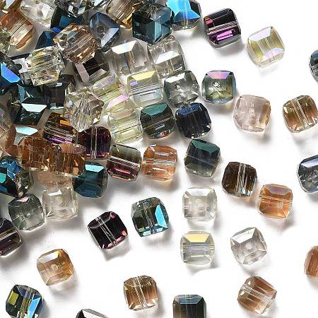 Faceted Cube Electorplated Glass Beads X-EGLA-E006-M3-1