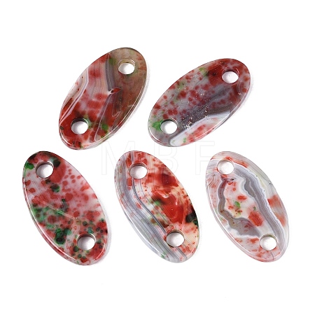 Natural Agate(Dyed & Heated) Links Connector Charms G-Q606-03-1