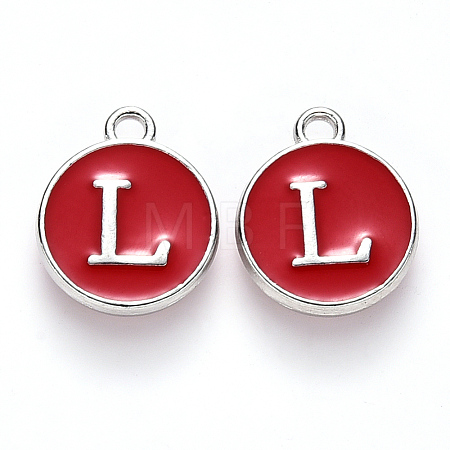 Platinum Plated Alloy Enamel Charms X-ENAM-S118-03L-P-1