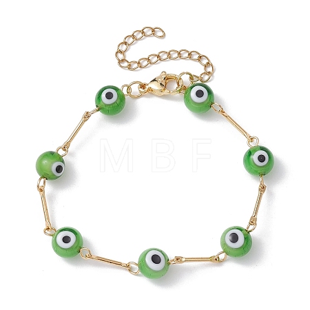 Lampwork Evil Eye Link Chain Bracelets BJEW-JB10045-05-1