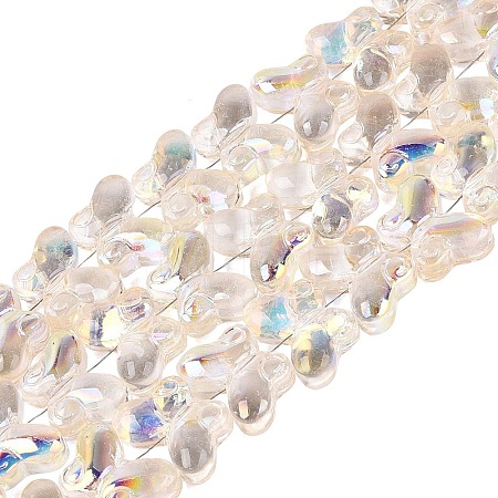 Baking Paint Electroplate Transparent Glass Beads Strands EGLA-Q136-03A-02-1