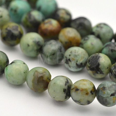 Natural African Turquoise(Jasper) Round Beads Strands G-D665-10mm-1