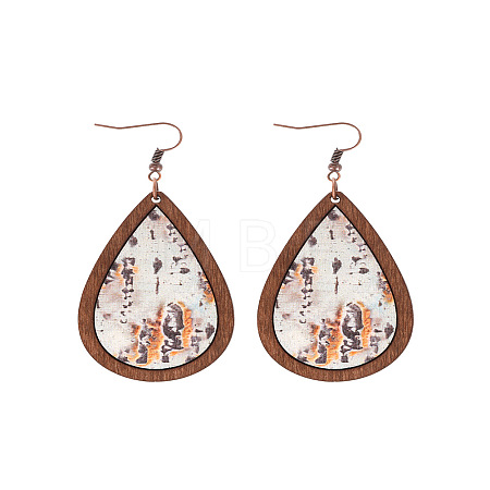 Wood Dangle Earrings FS-WG89FD2-04-1