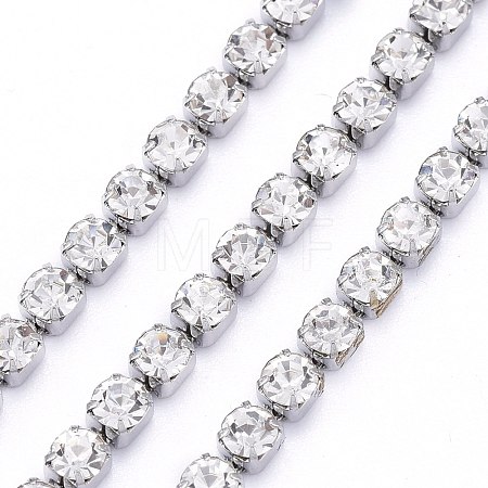 304 Stainless Steel Rhinestone Strass Chains STAS-T055-12P-B-1