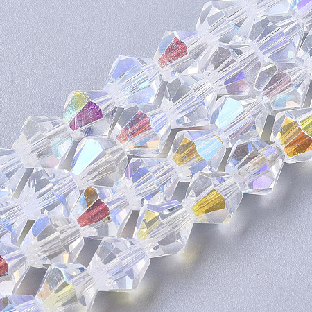 Electroplate Glass Beads Strands X-EGLA-Q118-8mm-C17-1